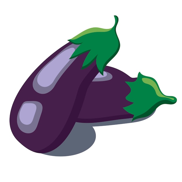 Vector twee vector isometrische aubergines die op elkaar liggen op een witte achtergrond