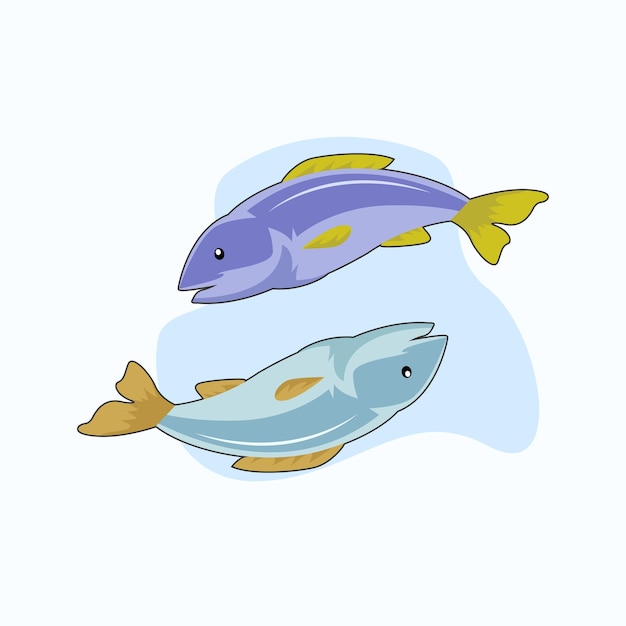 Vector twee vissen cartoon vector illustratie vissen in vlakke stijl
