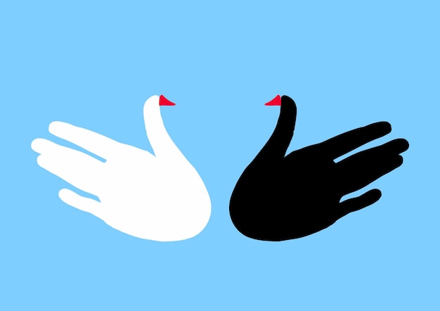 Twee vogelssilhouet van handen