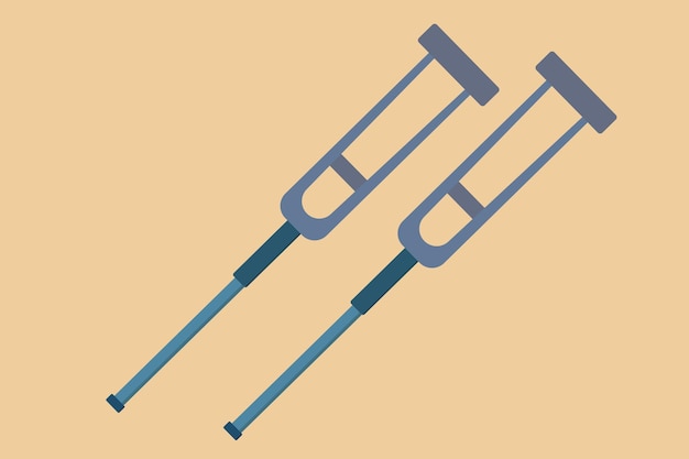 Vector twee wandelstokken ter illustratie van een gehandicapte patiënt