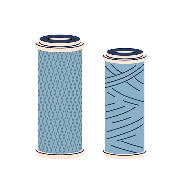 Twee waterfilters, de ene met een diamantroosterpatroon en de andere met kruisende lijnen.