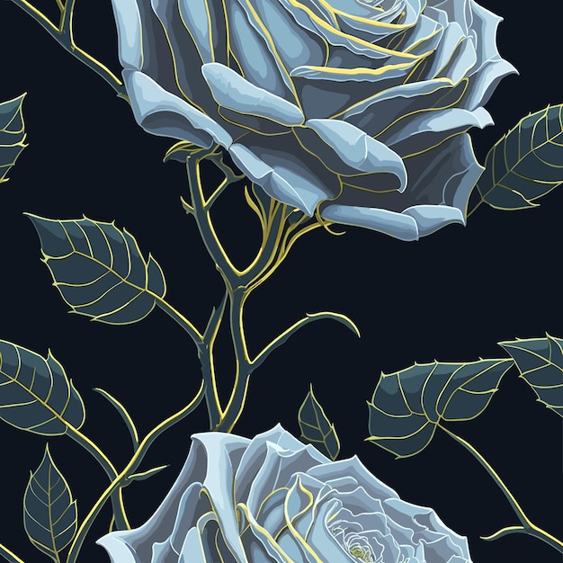 twee witte rozen met glanzende gouden randen naadloze vector