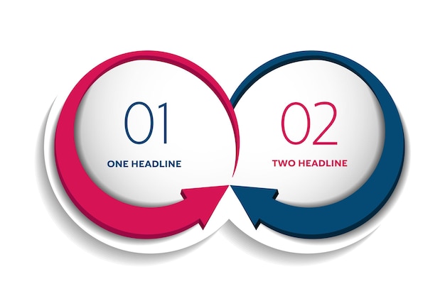 Twee zakelijke elementen sjabloon voor spandoek 2 stappen ontwerp grafiek infographic stap voor stap nummer optie lay-out 3D-cyclusstijl