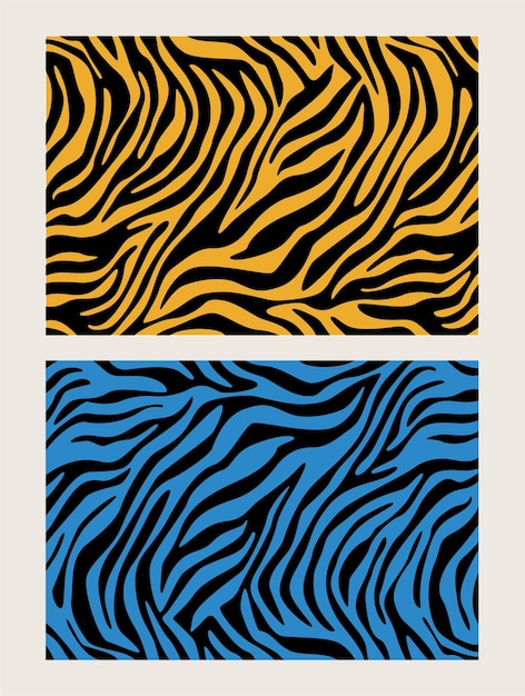 Vector twee zebra print patronen goud en blauwe kleur