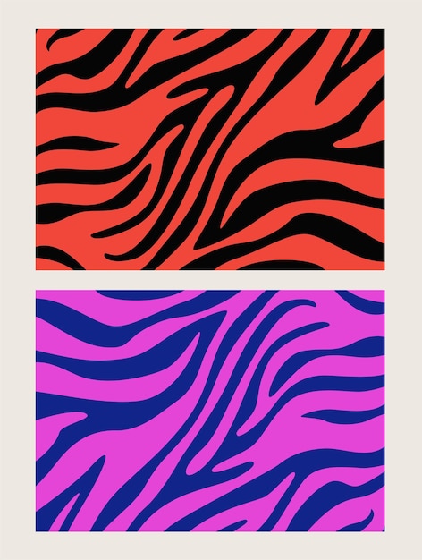 Vector twee zebraprintpatronen worden getoond met een roze en paarse streep