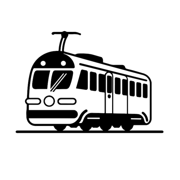 Tweekleurige vectorbeeld van een tram een icoon-emblema of logo van een elektrisch voertuig.