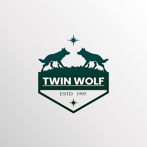 tweeling wolf. luxe wolf-logo. Wolf silhouet logo voor bedrijf of shirt design.