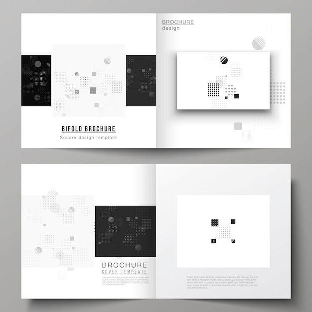 Tweevoudige brochure met abstract minimaal ontwerp in zwart en wit