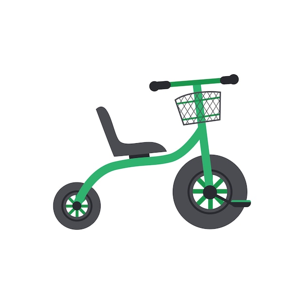 Tweewielige kinderfiets voor peuters platte vectorillustratie geïsoleerd