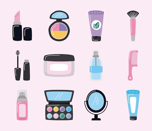 Vector twelve beauty salon icons