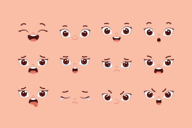 Vector twelve cute expressions