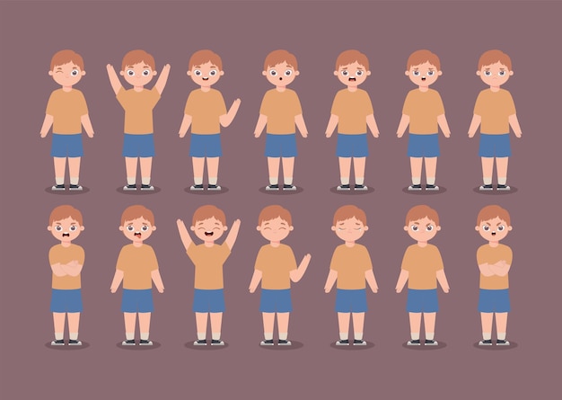 Vector twelve kid expressions