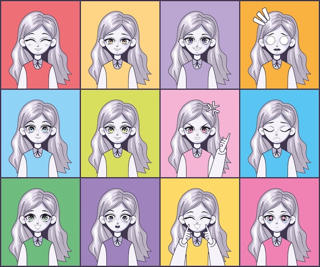 twelve manga emotions faces