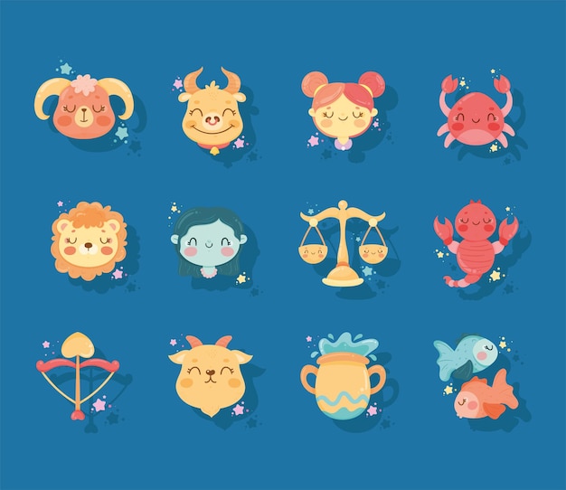 Vector twelve zodiac signs