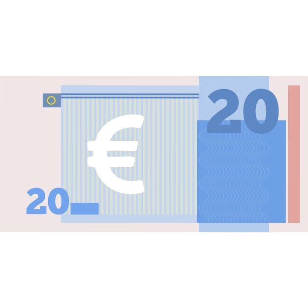 Vector twenty euro banknote vector icon isolated on white