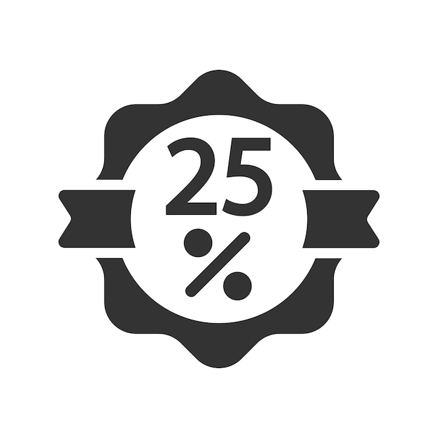 Twenty five percent Discount tag icon