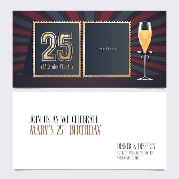 Twenty five years anniversary invitation  frame