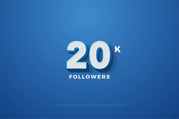 twenty thousand followers celebration with white number and blue line on the number