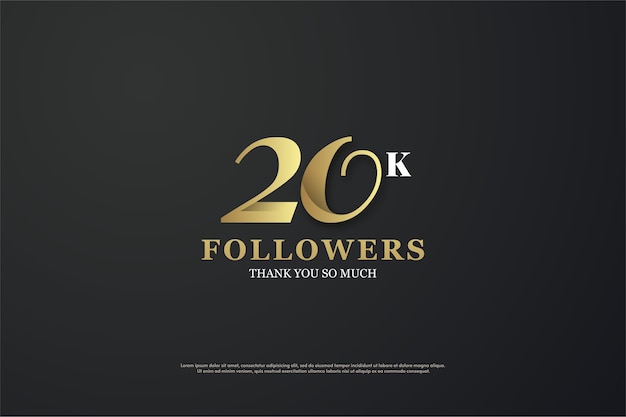 Twenty thousand followers with a golden threedimensional figure and black background