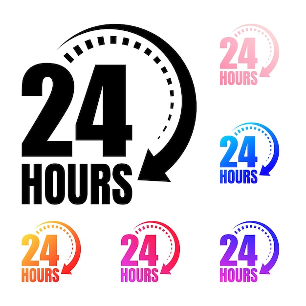 Twentyfour hours are open or open around the clock colored icons a 24hour icon to complete an order