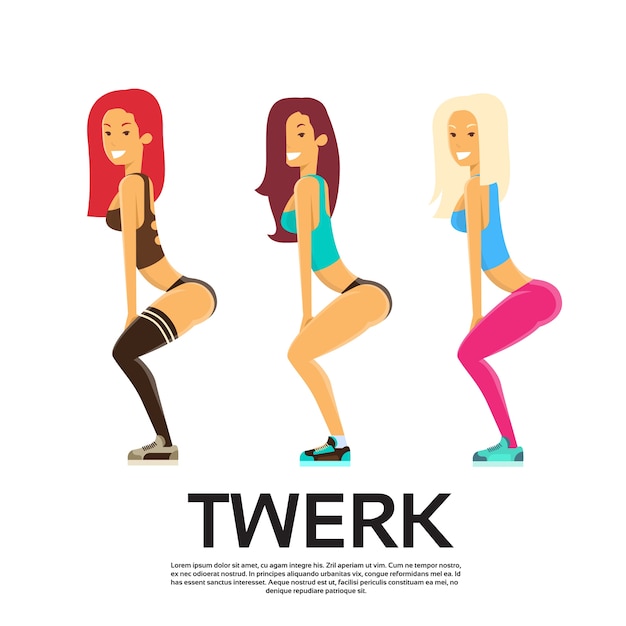 Vector twerk booty dancer group