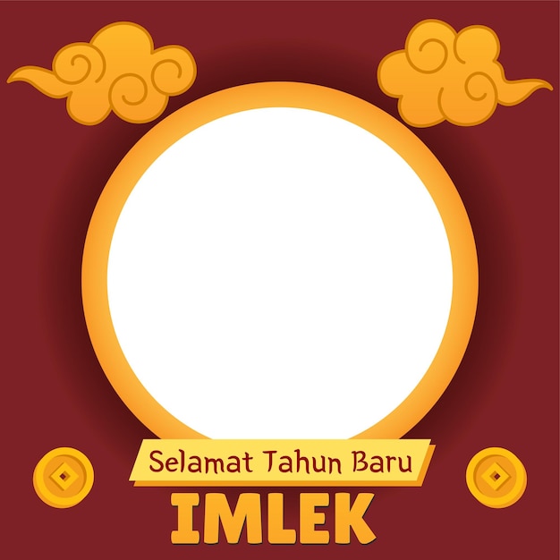 Twibbon Design, Happy Chinese New Year, Imlek Vector Illustration Design.