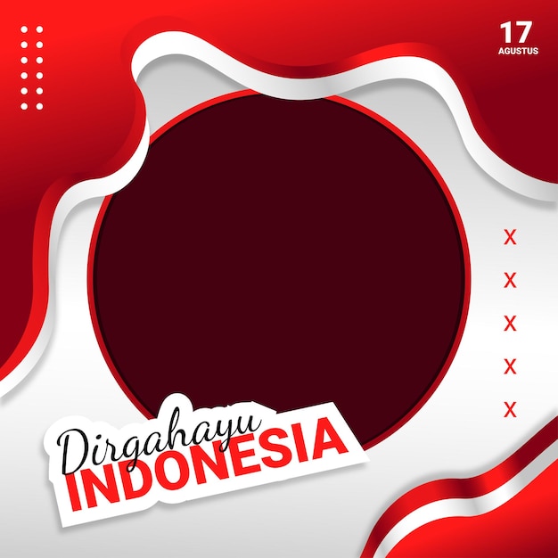 Vettore twibbon per la festa dell'indipendenza dell'indonesia 17 agosto 2023 con cornice circolare