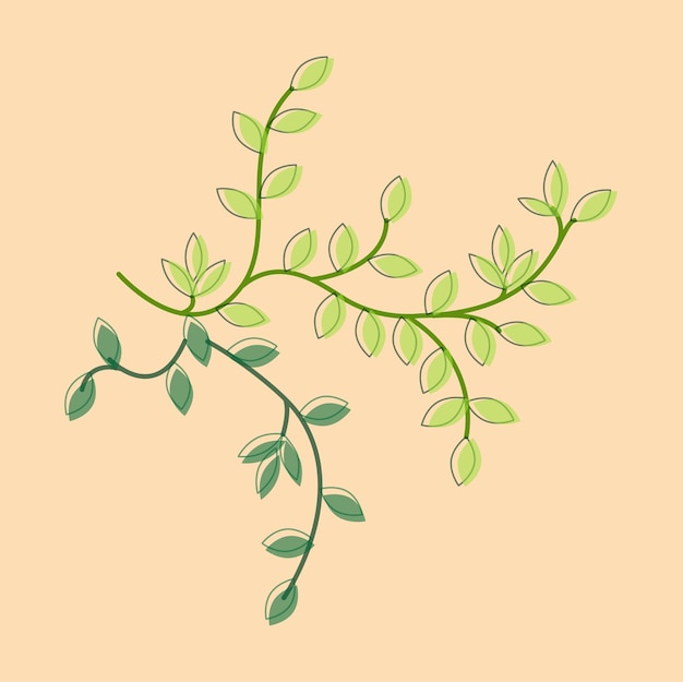 Vector twig with leaves. patten with green leaf. flat vector illustration. for embroidery, decoration.