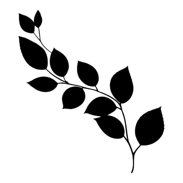 Twig with leaves silhouette Vector illustration