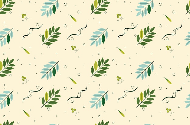 Twigs with leaves seamless pattern.