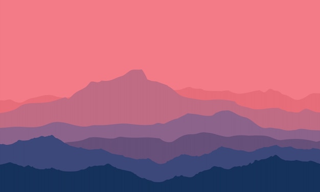 Vector twilight in the mountains