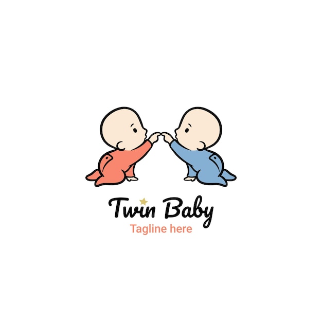 Vector twin baby logo baby shop vector