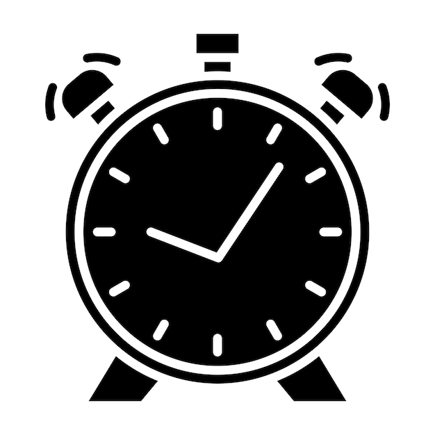 Twin bell alarm clock. Time icon in glyph style. Simple clock icon. Vector