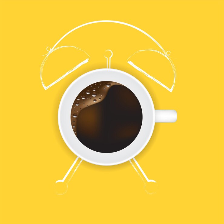 Vector twin bell wekker schets en koffie conceptvector illustrator