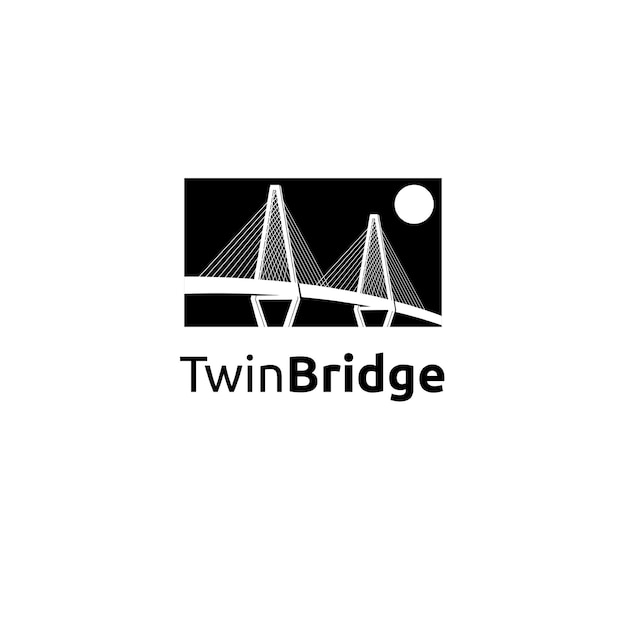 Twin bridge logo design template