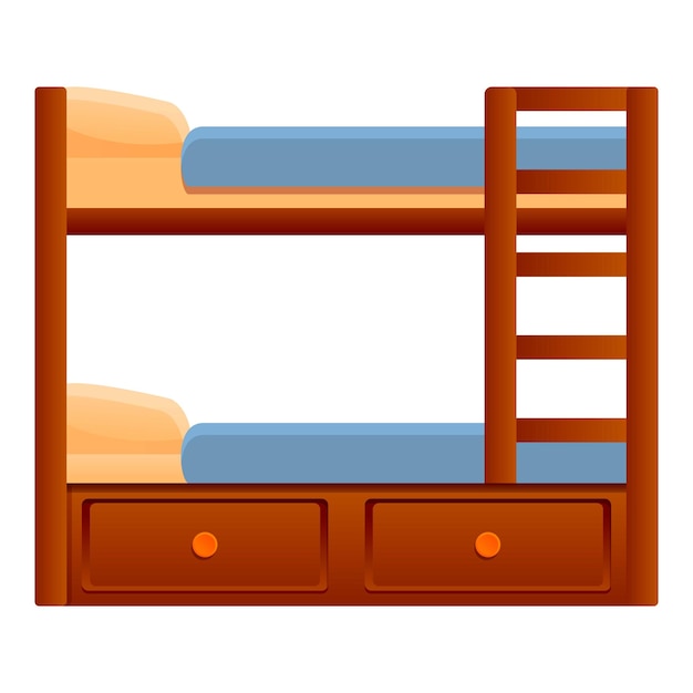 Twin bunk bed icon Cartoon of twin bunk bed vector icon for web design isolated on white background