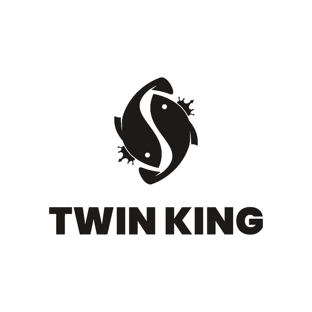 Twin Fish King logo ontwerp illustratie