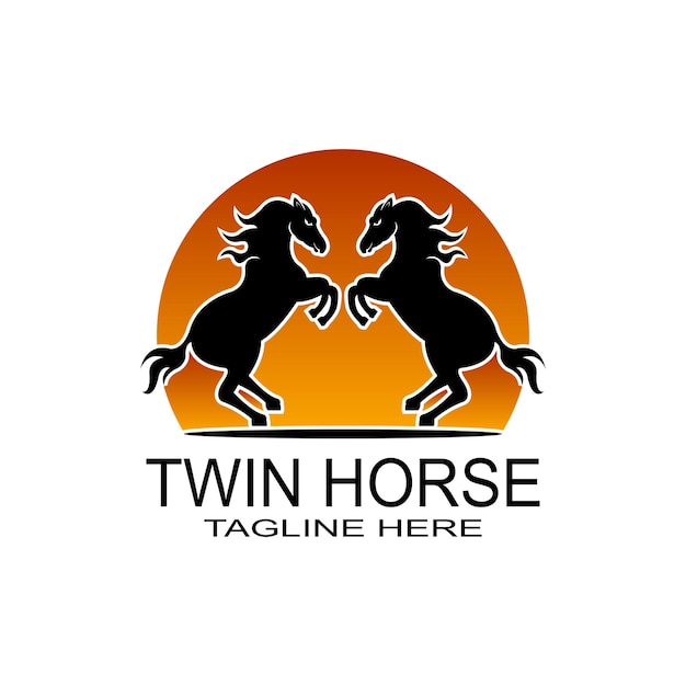 Twin horse unique logo design