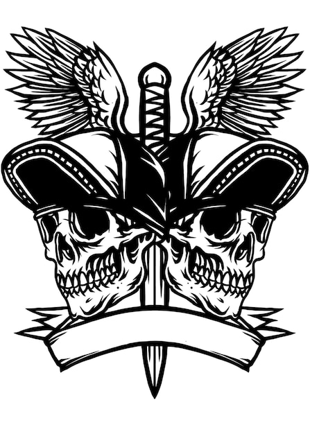 Vector twin skull with a blade