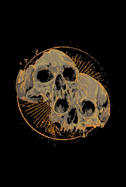 Vector twin skull with light vector illustration