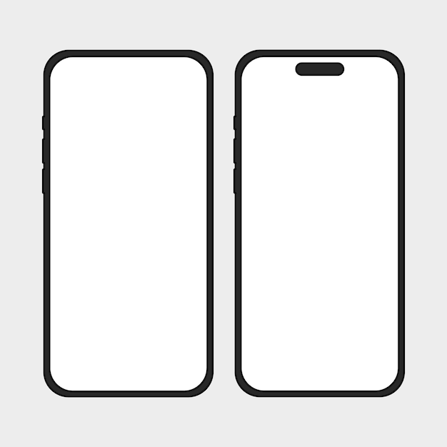 Vector twin smartphones with blank screens illustration