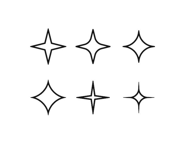 Набор мерцающих звезд на белом фоне векторная иллюстрация