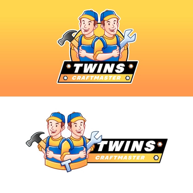 Twins craftmaster mascot logo template