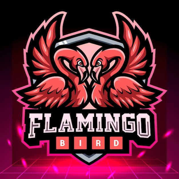 쌍둥이 플라밍고 마스코트 esport 로고 디자인