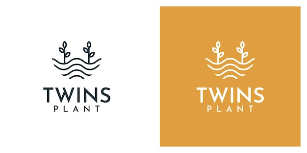 Twins plant nature logo template design