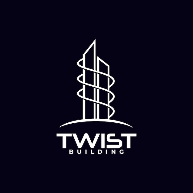 Twist swirl gebouw hotel logo ontwerp