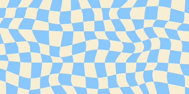Twisted checkered colorful background Abstract vector pattern Blue and white colors Retro wave
