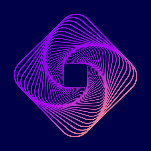 Twisted colored spiral Wireframe square shape Vector technology tunnel