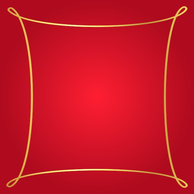 Vector twisted golden frame in the shape of square on red background vintage design element
