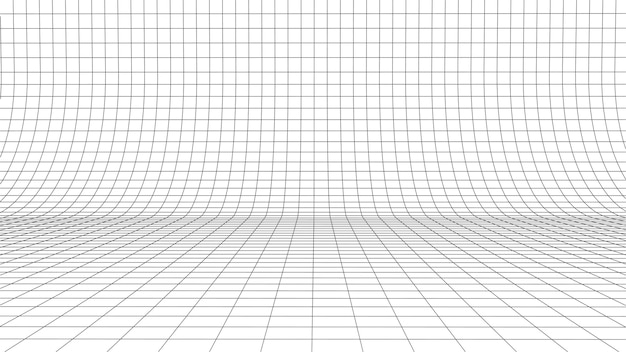 흰색 배경에 트위스트 그리드 3d 와이어 프레임 풍경 관점 벡터 일러스트 레이 션